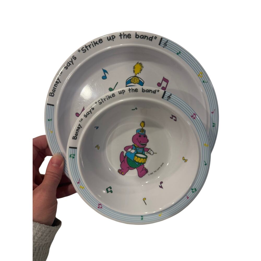 Vintage 1992 Barney the Dinosaur Melamine Plate & Bowl Set - Selandia - Picture 2 of 5